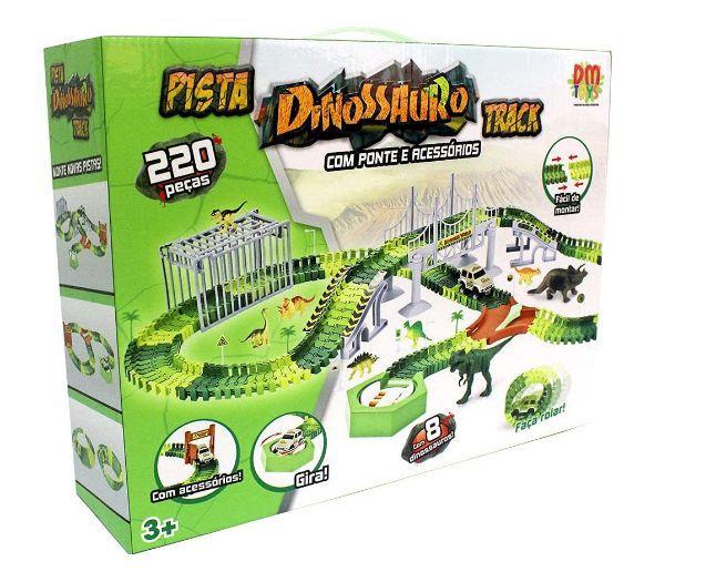 Pista Dinossauro Track Com Ponte E Acessorios 220 Pcs, DM Toys - Pistas ...