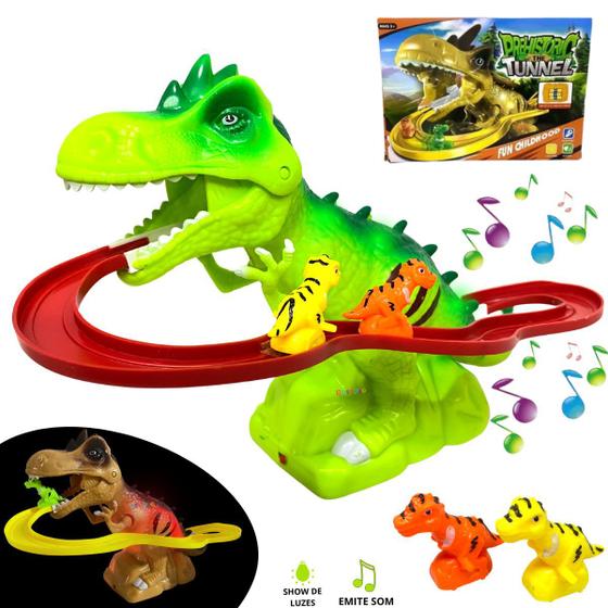 Pista Escorregador Dinossauro De Brinquedo Com Luz E Som Rex - Europio ...