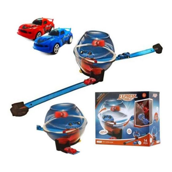 Imagem de Pista Express Wheels Super Globo Com 2 Carrinhos - Multikids
