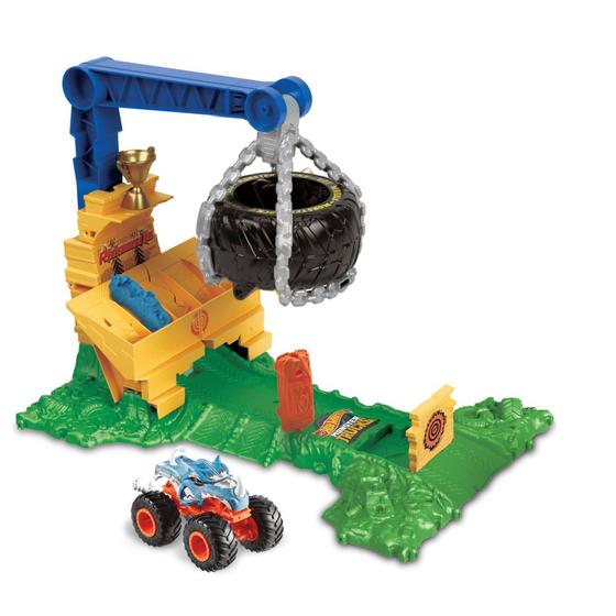 Imagem de Pista Hot Wheels com Carrinho - Arena de Demolição Reta na Selva - Monster Trucks - Mattel