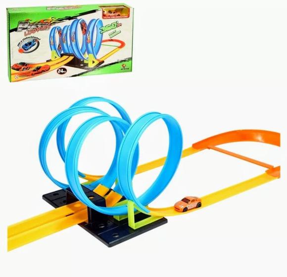 Pista Looping 360º De Corrida Carrinho Brinquedo Infantil + Carrinho Menor preço em Pista Looping 360º De Corrida Carrinho Brinquedo Infantil + Carrinho
