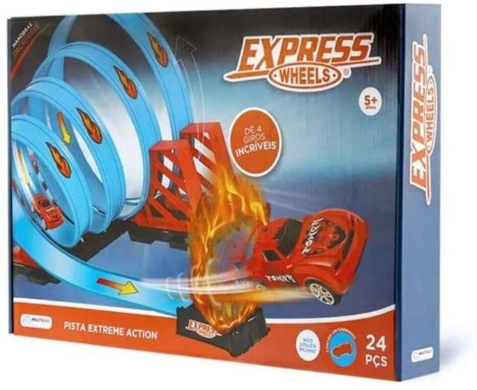 Imagem de Pista para carrinho com 4 loop carrinho e 24 peças multikids