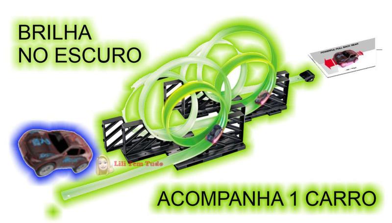 Imagem de Pista Radical Brilha no Escuro Monte 6 Loopings 1Carro c Led - zooptoys