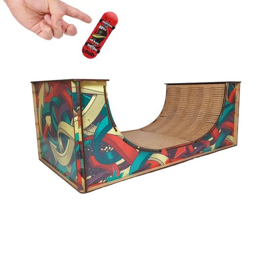 Imagem de Pista Skate de Dedo Rampa Vertical Half Fingerboard Madeira Mdf Adesivado