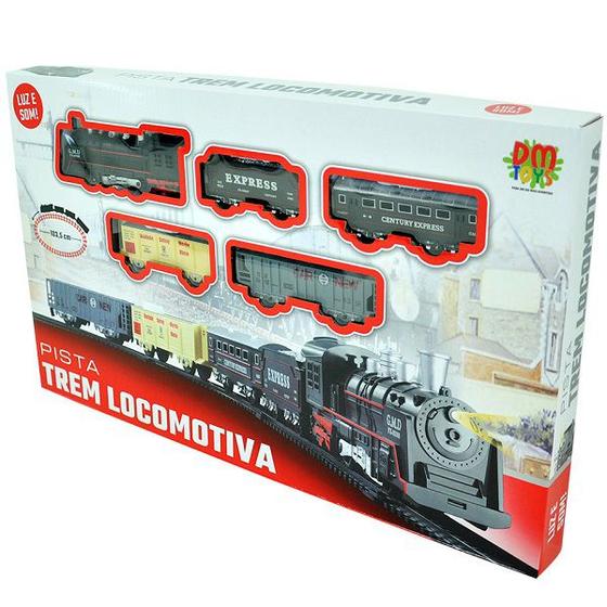 Pista TREM Locomotiva com LUZ DM TOYS DMT5750 Menor preço em Pista TREM Locomotiva com LUZ DM TOYS DMT5750