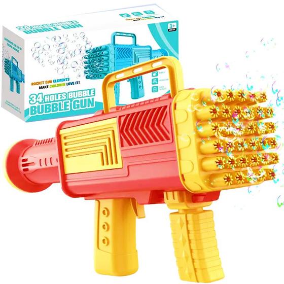 Pistola 34 furos lanca bolhas pilha kaluns é boa?