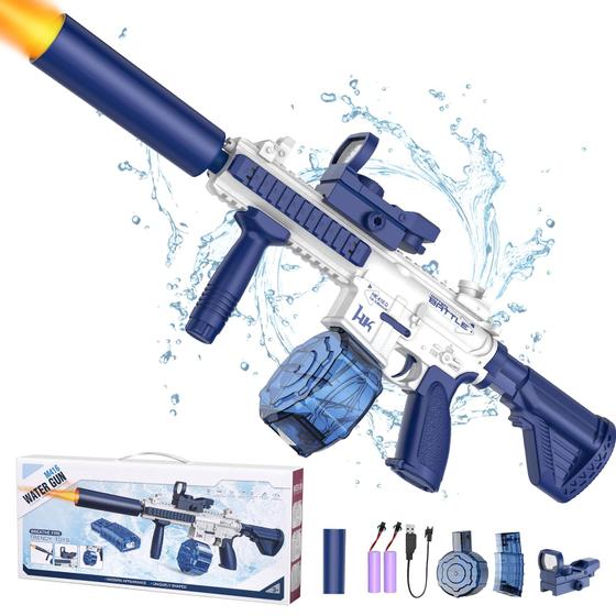 Imagem de Pistola de água elétrica Hugeway com Muzzle Flash, alcance de 10 m com 2 tanques
