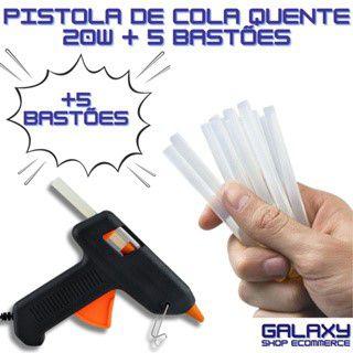 Imagem de Pistola de Cola Quente Bivolt 20w Eficiente Prática Profissional + 5 Bastões de Cola