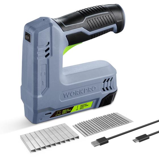 Imagem de Pistola de grampos e pregos 2 em 1 sem fio WORKPRO 3,6 V 2,0 Ah