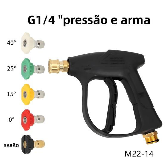 Imagem de Pistola de Lavagem de Alta Pressão com Núcleo de Alumínio - 5 Bicos Coloridos e Conector Rápido