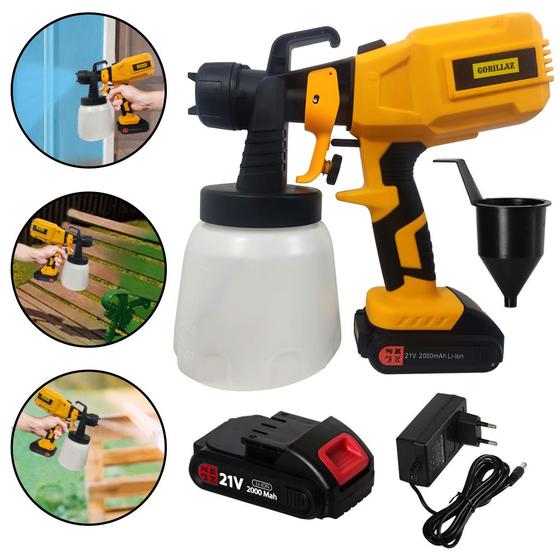 Pistola De Pintura Bateria 21V 2000mah De Alta Pressão 800ml Bico Hvlp Menor preço em Pistola De Pintura Bateria 21V 2000mah De Alta Pressão 800ml Bico Hvlp