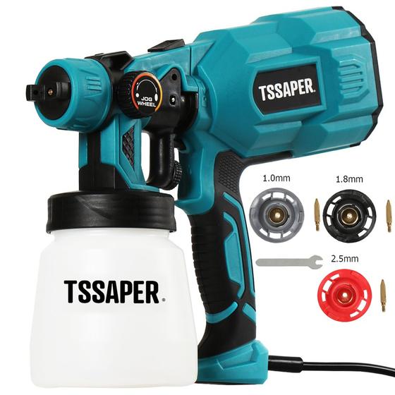 Pistola de Pintura Elétrica HVLP Tssaper 550W com 3 Bicos de Cobre