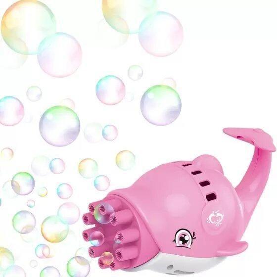 Imagem de Pistola Elétrica Lança Bolhas Golfinho Rosa 3 Pilhas AA