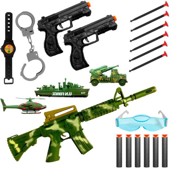 Imagem de Pistola Ner Arma Lança Dardos Kit Arminha de Brinquedo Policia