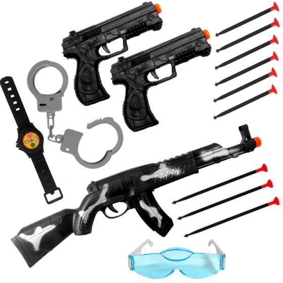 Imagem de Pistola Nerf Arma Lança Dardos Kit Arminha Brinquedo Policia
