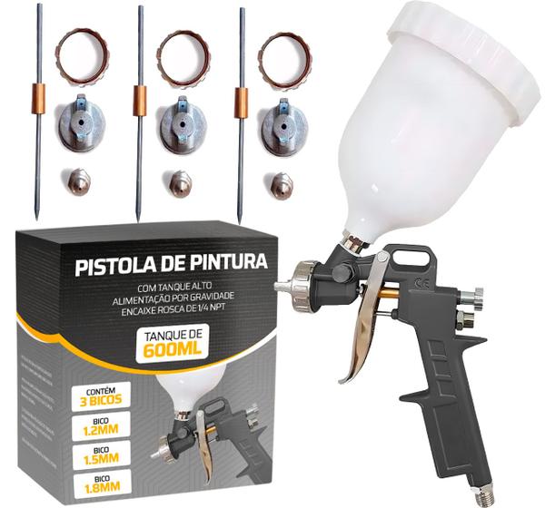 Pistola Pintura Hvlp Profissional Automotiva Gravidade 3 Bicos Menor preço em Pistola Pintura Hvlp Profissional Automotiva Gravidade 3 Bicos