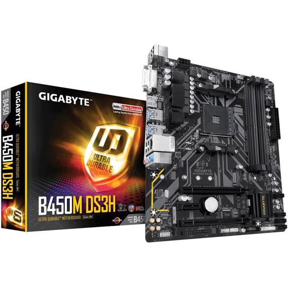 Imagem de PL Mae Gigabyte B450M DS3H V2 (AM4/DDR4/HDMI/MicroATX) - PN  B450M DS3HV2