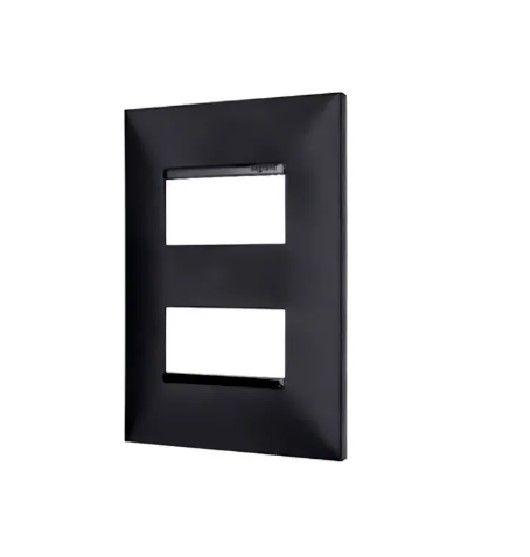 Imagem de Placa 2 postos separados 4x2 preta 618506pt pial plus +
