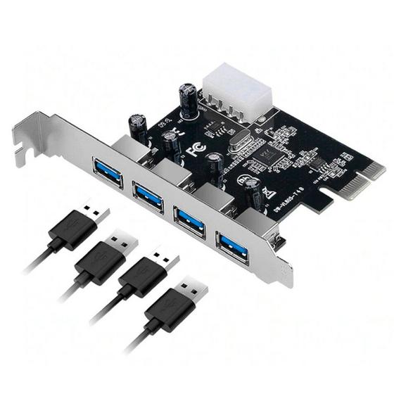 Placa 4 Saídas Usb 3.0 Pci-express Multiplicador X1 5 Gbps Hub Multi USB Menor preço em Placa 4 Saídas Usb 3.0 Pci-express Multiplicador X1 5 Gbps Hub Multi USB