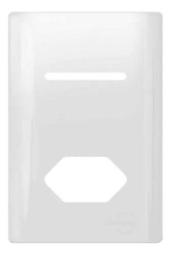 Imagem de Placa 4x2 P/ 1 Interruptor + 1 Tomada Branca Novara Dicompel