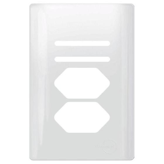 Imagem de Placa 4x2 para 2 Interruptores + 2 Tomadas com Suporte Branco - NOVARA 