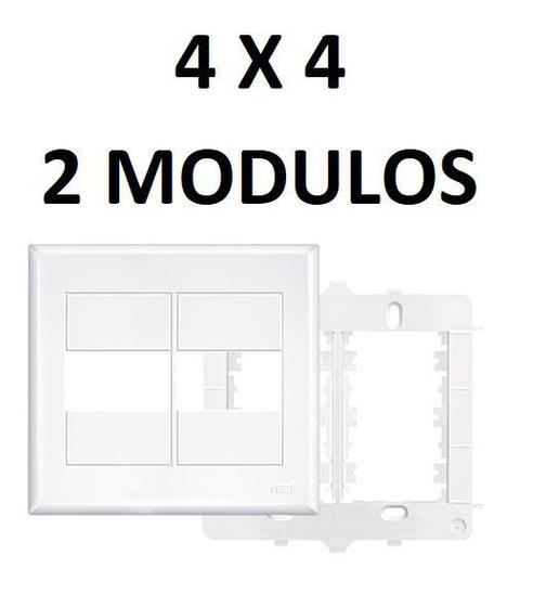 Imagem de PLACA 4x4 COM SUPORTE PARA 2 MÓDULOS HORIZONTAIS 2891 EVIDENCE FAME