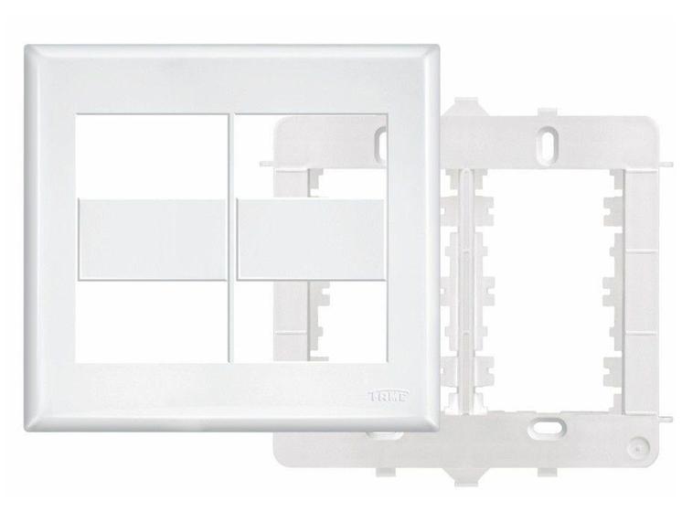 Imagem de Placa 4x4 Com Suporte Para 4 Modulos Evidence  - Fame Branca