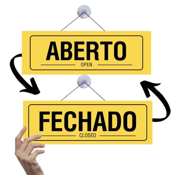 Imagem de Placa Aberto Fechado P.s 1mm F/V Com Ventosa - 30x10cm