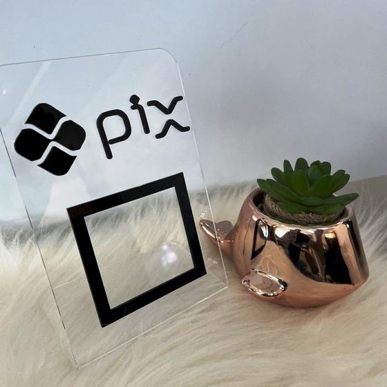 Imagem de Placa Acrílica Pix Expositor com 5 X 6 cm Display de QR Code