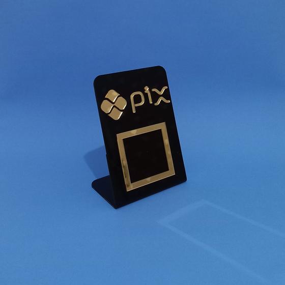 Imagem de Placa Acrílica QRCode para Pagamento Pix Preto com Dourado