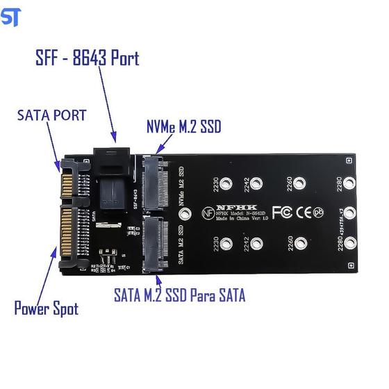 Imagem de Placa Adaptadora De Sata P/M.2 Sata Ssd E M.2 Nvme- Sff-8643