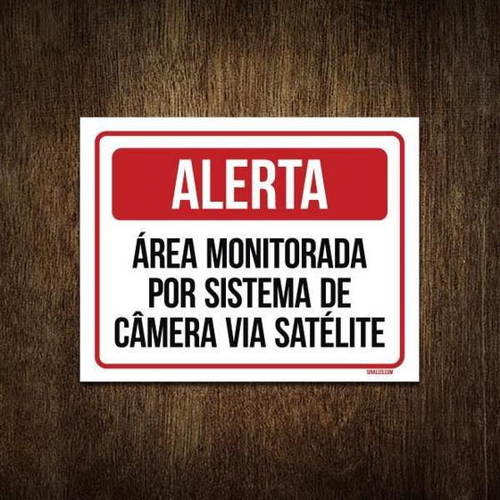 Imagem de Placa Alerta Área Monitorada Sistema Câmera Satelite 18X23