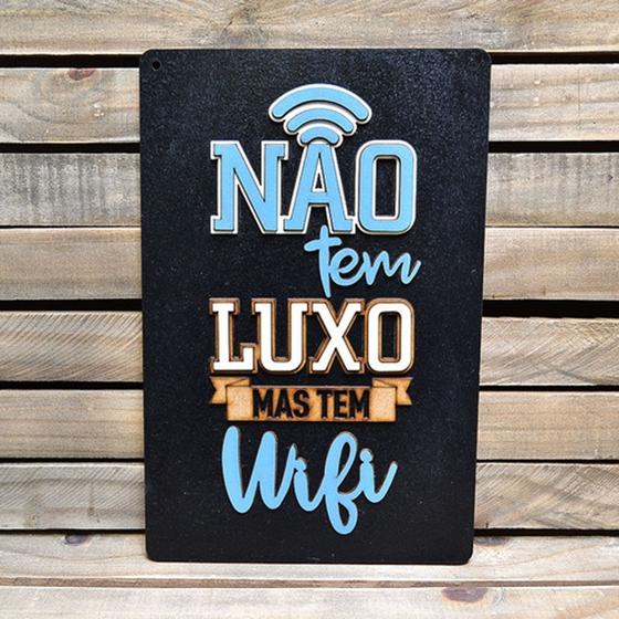 Imagem de Placa Alto Relevo Frases Tem Wifi Casa Decoração Bar 29 cm