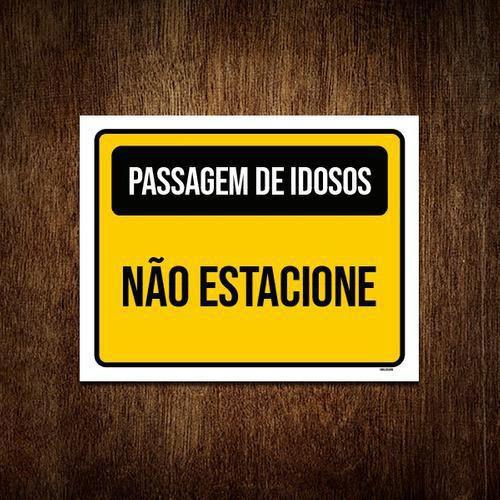 Imagem de Placa Amarela - Passagem Idosos Não Estacione 27X35