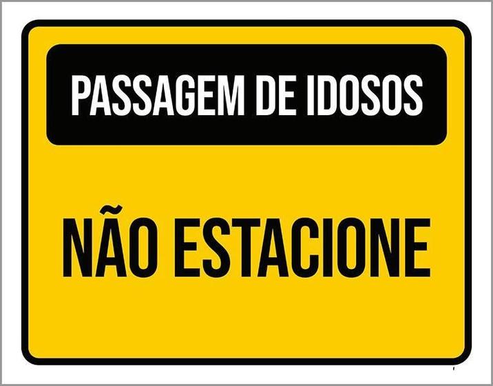 Imagem de Placa Amarela - Passagem Idosos Não Estacione 27X35