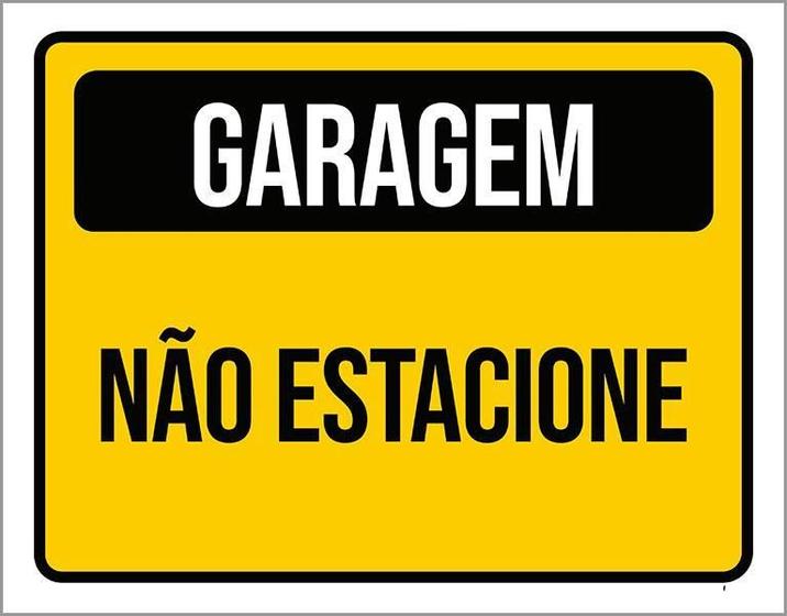 Imagem de Placa Amarela Preta Garagem Não Estacione 27X35