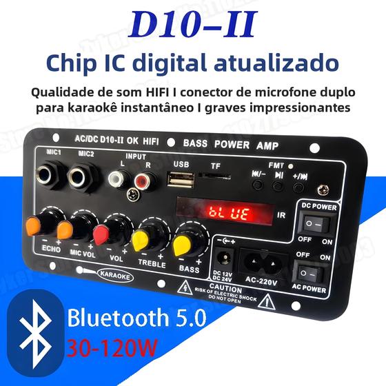 Imagem de Placa Amplificadora Bluetooth Para Carro 12v 24v 30-120w Aux Tf Usb 4 Ohm Alto-falante Subwoofer