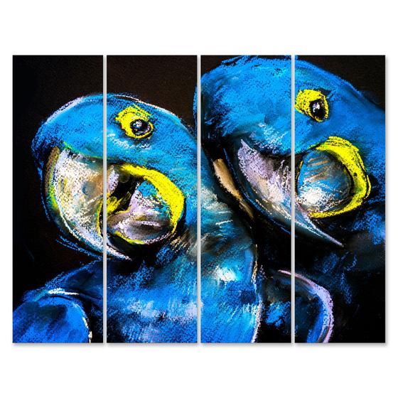 Imagem de Placa Animais Arara-azul Decorativa Painel Kit 4 Placas