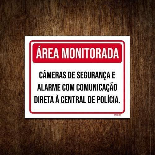 Imagem de Placa Área Monitorada Câmeras De Segurança E Alarme 36X46