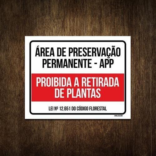 Imagem de Placa Área Preservação Permanente Retirada De Plantas 36X46