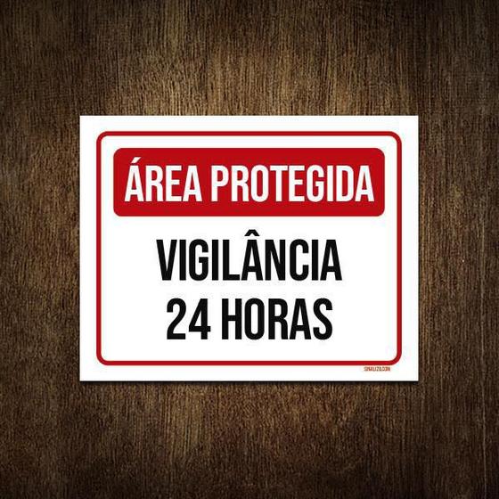 Imagem de Placa Área Protegida Vigilância 24 Horas 18X23