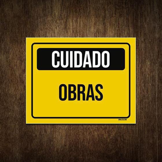 Imagem de Placa Atenção Cuidado Sinalização Obras 27X35