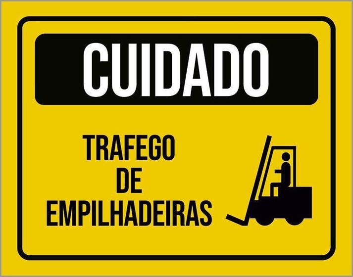 Imagem de Placa Atenção Cuidado Trafego De Empilhadeiras 36X46