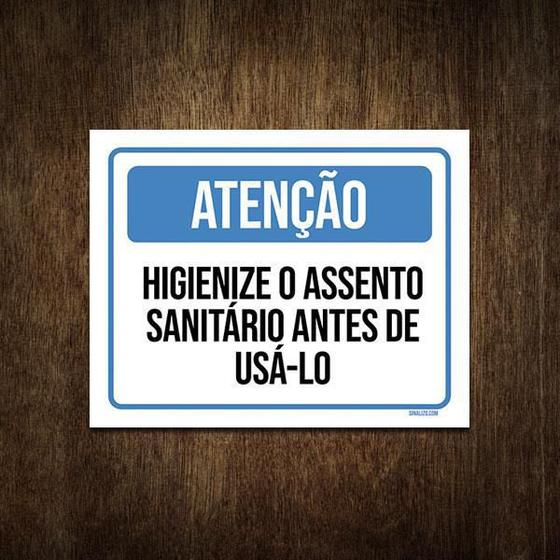 Imagem de Placa Atenção Higienize O Assenso Sanitário Antes Usar 18X23