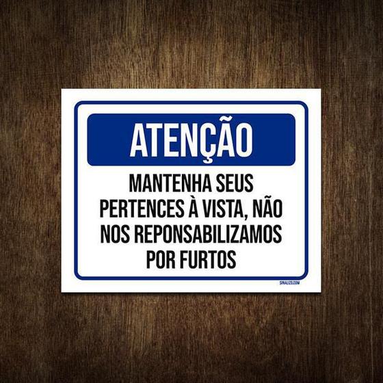 Imagem de Placa Atenção Mantenha Seus Pertences Á Vista 36X46