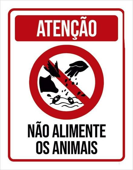 Imagem de Placa Atenção Não Alimente Os Animais 18X23