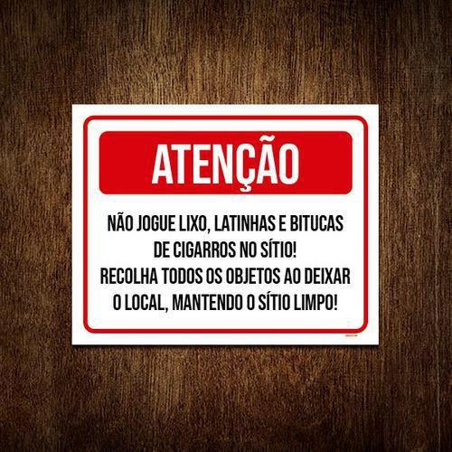 Placa Atenção Não Jogue Lixo Bitucas No Sítio 36X46 - Sinalizo.Com ...