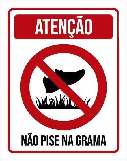 Imagem de Placa Atenção Não Pise Na Grama 27X35