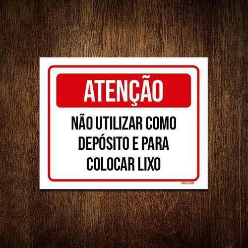 Imagem de Placa Atenção Não Utilizar Deposito Colocar Lixo 18X23