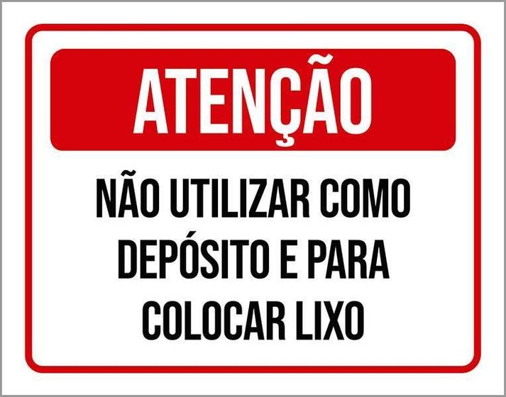 Imagem de Placa Atenção Não Utilizar Deposito Colocar Lixo 27X35